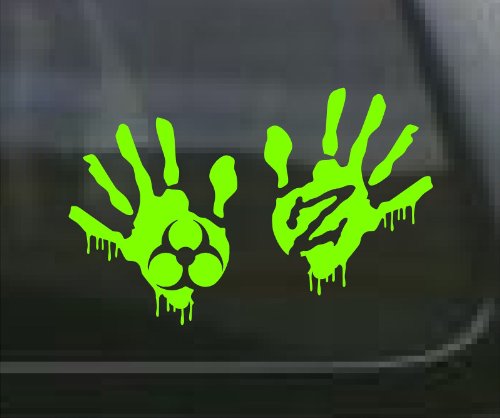 ProSticker 1268/1270 (Right Hand and Left Hand) 4" Zombie Series Green Blood Hand Decal Sticker
