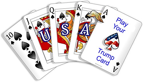 ProSticker 1107 (One) 4" x 7" Patriot Series Play Your Trump Card Royal Flush Decal