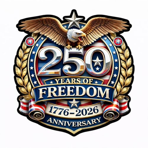 Celebrate USA's 250th Anniversary Freedom Decal with Black Trim- Premium Vinyl Sticker for Windows, Bumpers, Vehicles, Motorcycles, Glass, Laptops - Made in USA by ProSticker Model 2029