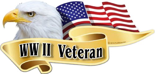 ProSticker 960 (One) 3" X 6" American Pride Series WWII Veteran Bald Eagle Decal Sticker
