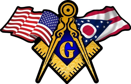 ProSticker 070 (One) 3" X 5" Masonic Series American & Ohio Flags Compass Square Decal Sticker
