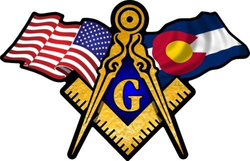 ProSticker 041 (One) 3" X 5" Masonic Series American & Colorado Flags Compass Square Decal Sticker