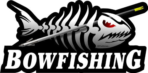 ProSticker 1512 (One) 3.5" X 7" Fishing Art Series Bowfishing Skeleton Arrow Decals Sticker