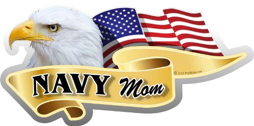 ProSticker 933 (One) 3" X 6" American Pride Series Navy Mom Bald Eagle Decal Sticker