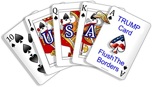 ProSticker 1110 (One) 4" x 7" Patriot Series Trump Card Flush The Borders Royal Flush Decal