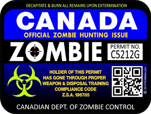 ProSticker 1209 (Two Pack) 3"x 4" Zombie Series Canada Hunting License Permit Decal Sticker