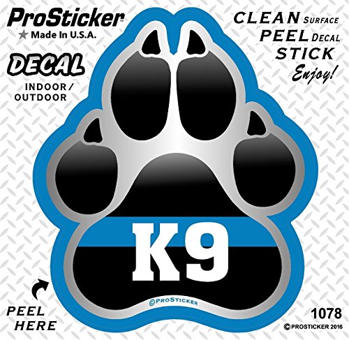 ProSticker 1078V Patriot Series K-9" Paw Thin Blue Line Support Decal Sticker