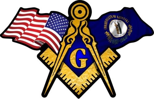ProSticker 052 (One) 3" X 5" Masonic Series American & Kentucky Flags Compass Square Decal Sticker