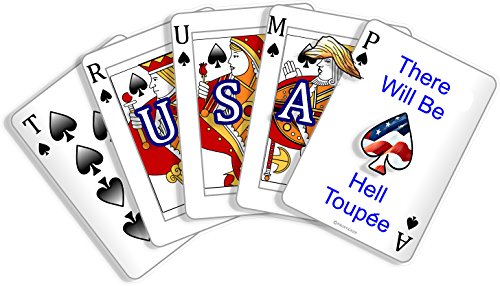 ProSticker 1108 (One) 4" x 7" Patriot Series Trump, There Will Be Hell Toupee Royal Flush Decal