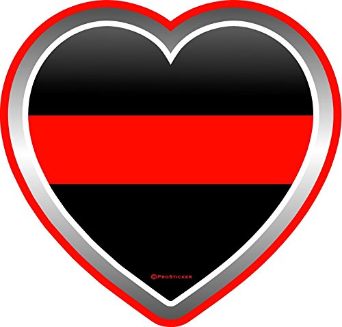 ProSticker 203 (One) 4" Patriot Series Heart Red Line Support Decal Sticker