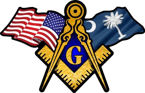 ProSticker 075 (One) 3" X 5" Masonic Series American & South Carolina Flag Compass Square Decal Sticker