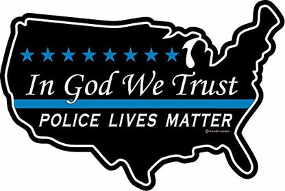 ProSticker 1120V (One) Patriot Series in God WeTrust, Police Lives Matter Thin Blue Line Decal Sticker