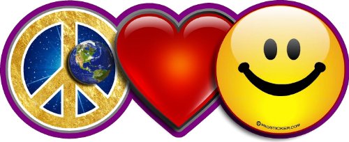 ProSticker 2114 (One) 3" X 7.5" Harmony Series World Peace Love Smile Decal Sticker