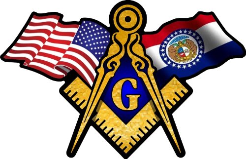 ProSticker 060 (One) 3" X 5" Masonic Series American & Missouri Flags Compass Square Decal Sticker