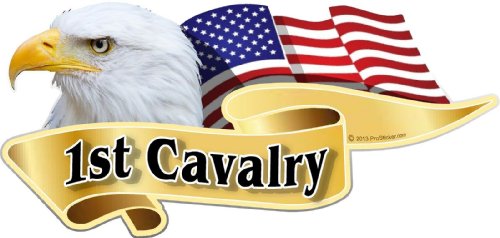 ProSticker 943 (One) 3" X 6" American Pride Series 1st Cavalry Bald Eagle Decal Sticker