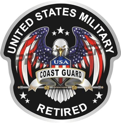 Coast Guard Retired Decal USA Flag Eagle Military ProSticker 279