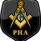 ProSticker 104 (One) 4" Masonic Series "PHA" Freemason Compass Shield Decal Sticker