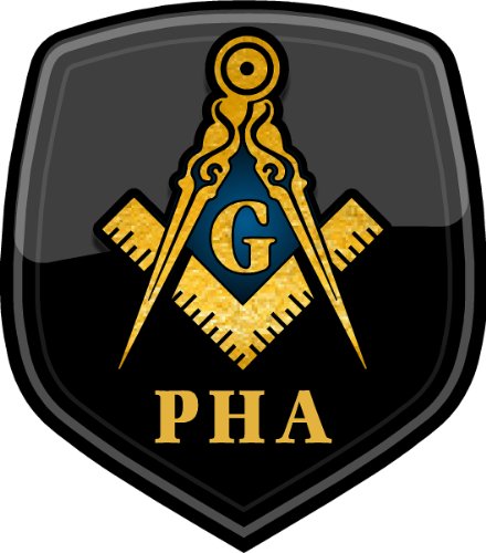 ProSticker 104 (One) 4" Masonic Series "PHA" Freemason Compass Shield Decal Sticker