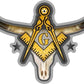 ProSticker 027 (One) 3"x 4.5" Masonic Series Compass Square Skull Longhorn Decal Sticker