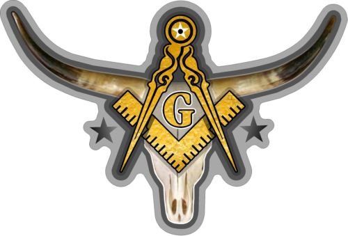 ProSticker 027 (One) 3"x 4.5" Masonic Series Compass Square Skull Longhorn Decal Sticker