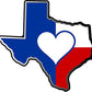 ProSticker 122V (One) Patriotic Series Love Heart Texas State Decal Sticker