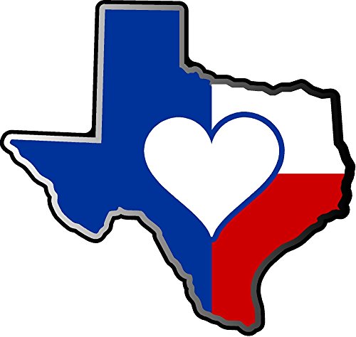 ProSticker 122V (One) Patriotic Series Love Heart Texas State Decal Sticker