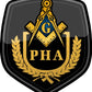 ProSticker 105 (One) 4" Masonic Series "PHA" Freemason Compass Shield Decal Sticker