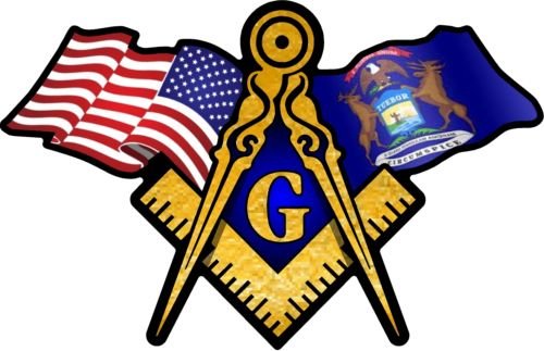 ProSticker 057 (One) 3" X 5" Masonic Series American & Michigan Flags Compass Square Decal Sticker