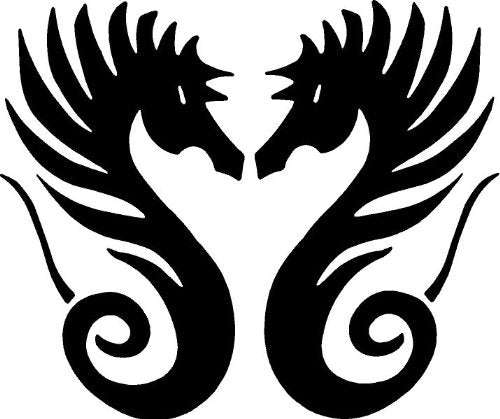 ProSticker 1505 (Two, a Right and a Left Facing) 4" Fishing Art Series Seahorse Decals Sticker