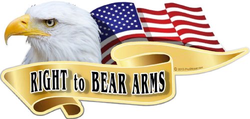 ProSticker 986 (One) 3" X 6" American Pride Series Right to Bear Arms Bald Eagle Decal Sticker