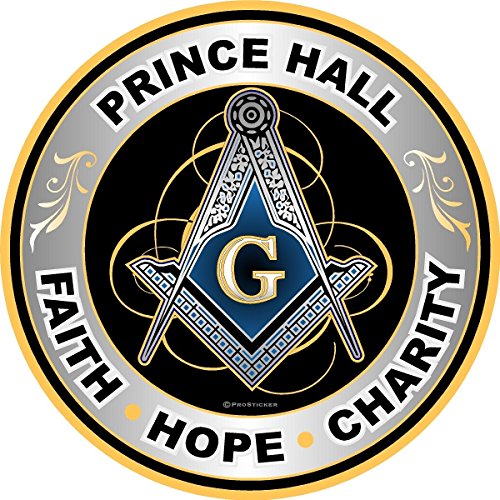 ProSticker 092 (One) 4" Masonic Series "Prince Hall, Faith, Hope, Charity" Compass Decal Sticker