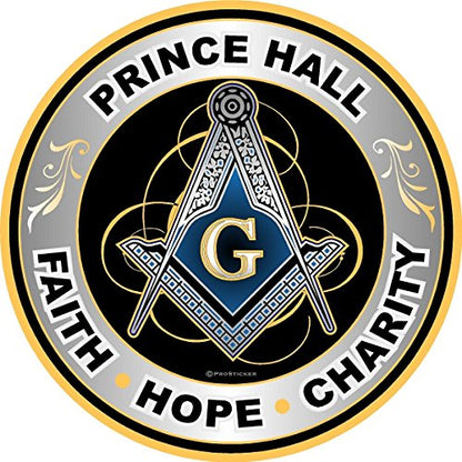 ProSticker 092V (One) Masonic Series Prince Hall, Faith, Hope, Charity Compass Decal Sticker
