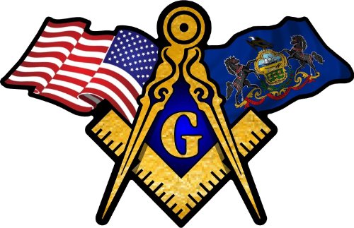 ProSticker 073 (One) 3" X 5" Masonic Series American & Pennsylvania Flags Compass Square Decal Sticker