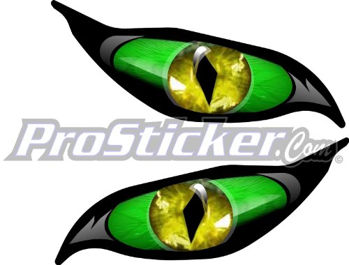 ProSticker 9000 (One Set) 3" X 7" Zombie Series Green Yellow Evil Eye Decal Sticker