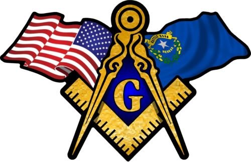 ProSticker 063 (One) 3" X 5" Masonic Series American & Nevada Flags Compass Square Decal Sticker