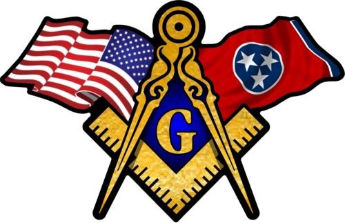 ProSticker 077 (One) 3" X 5" Masonic Series American & Tennessee Flags Compass Square Decal Sticker