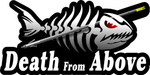 ProSticker 1515 (One) 3.5" X 7" Fishing Art Series Death from Above Skeleton Arrow Decals Sticker