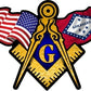 ProSticker 039 (One) 3" X 5" Masonic Series American & Arkansas Flags Compass Square Decal Sticker