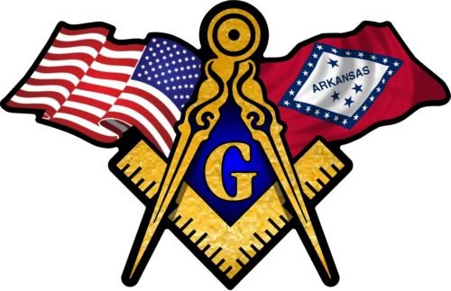 ProSticker 039 (One) 3" X 5" Masonic Series American & Arkansas Flags Compass Square Decal Sticker