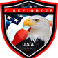 ProSticker 210 (One) 4" Patriot Series Firefighter, USA Thin Red Line Eagle Support Decal Sticker