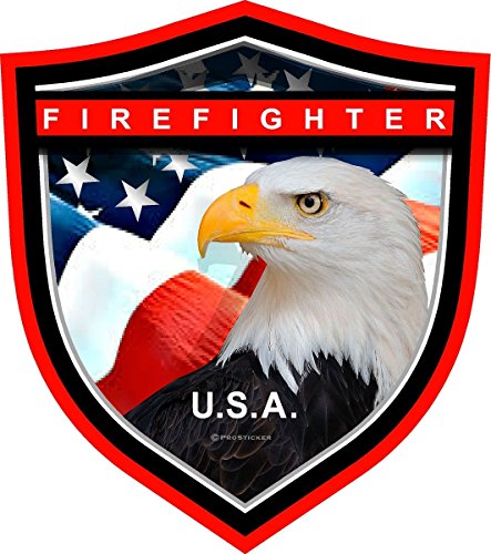 ProSticker 210 (One) 4" Patriot Series Firefighter, USA Thin Red Line Eagle Support Decal Sticker