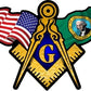 ProSticker 082 (One) 3" X 5" Masonic Series American & Washington Flags Compass Square Decal Sticker
