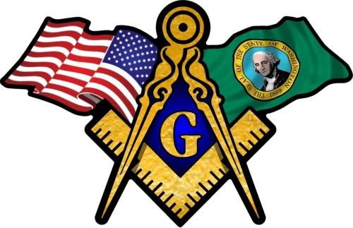 ProSticker 082 (One) 3" X 5" Masonic Series American & Washington Flags Compass Square Decal Sticker