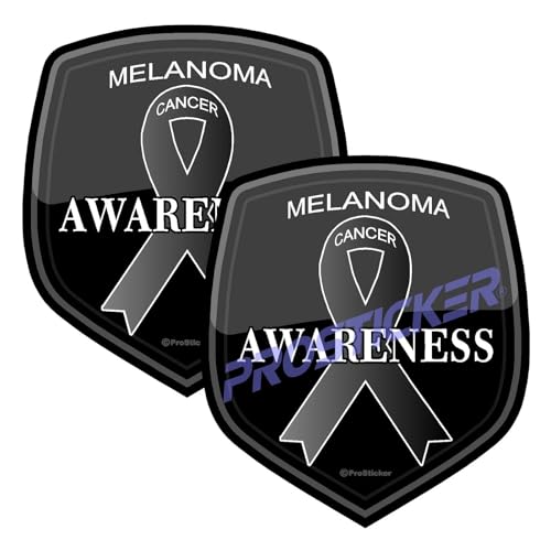 Melanoma Cancer Awareness Ribbon Decal (One) 3" 2 Pack ProSticker 2519 2PK