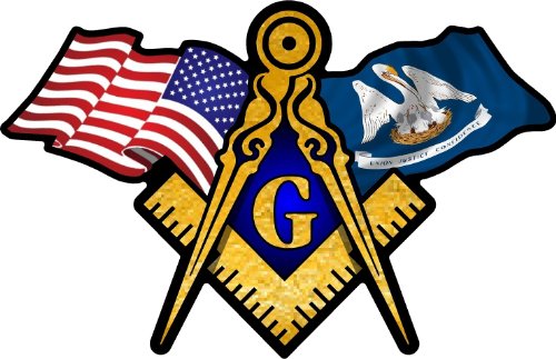 ProSticker 053 (One) 3" X 5" Masonic Series American & Louisiana Flags Compass Square Decal Sticker