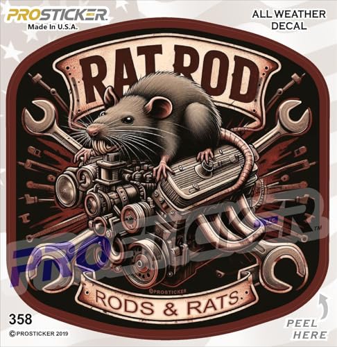Rat Rod Decal – Vintage Look Vinyl Sticker for Cars, Trucks, Motorcycles, Toolboxes, and More – Retro Hot Rod Style Sticker Prosticker 358