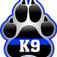 ProSticker 1078 (One) 4" Patriot Series K9 Paw Thin Blue Line Support Decal Sticker