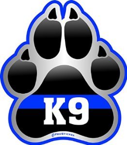 ProSticker 1078 (One) 4" Patriot Series K9 Paw Thin Blue Line Support Decal Sticker