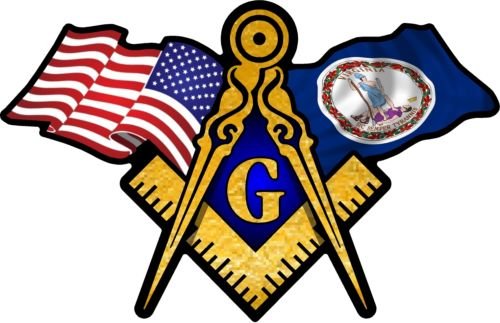 ProSticker 081 (One) 3" X 5" Masonic Series American & Virginia Flags Compass Square Decal Sticker