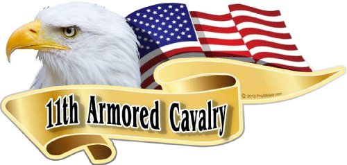 ProSticker 987 (One) 3" X 6" American Pride Series 11th Armored Cavalry Bald Eagle Decal Sticker